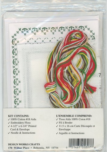 Design Works Santa with Wreath 5807 Greeting Card Counted Cross Stitch KIT - Picture 2 of 2