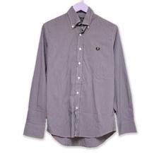 Camicia Fred Perry grigia a righe bianche a manica lunga slim fit - Taglia S uom