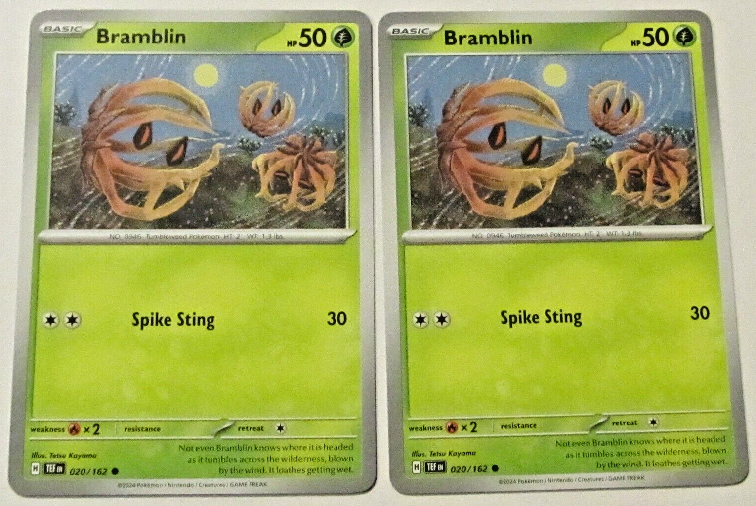 2 POKEMON CARD TCG/BRAMBLIN/020/162/COMMON/2024/COLLECTIBLE