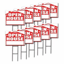 10 Pack 'OPEN HOUSE' 18x24 Yard / Lawn Sign Kits