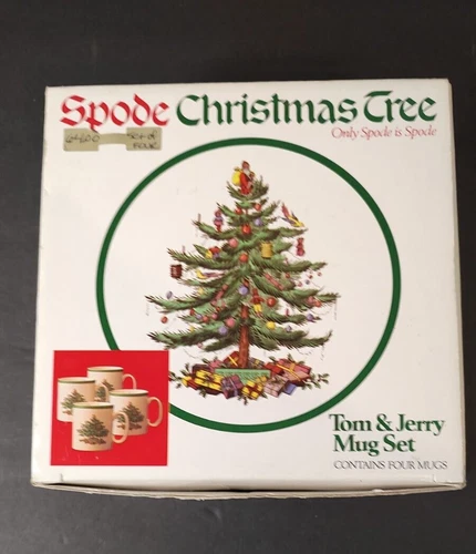 Set of 4 Spode Christmas Tree Tom & Jerry Mugs  Made in England original box