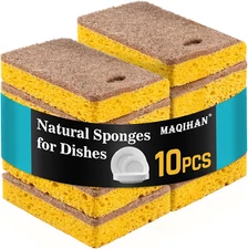 MAQIHAN 10-Pack Eco-Friendly Biodegradable Non-Scratch Kitchen Sponges