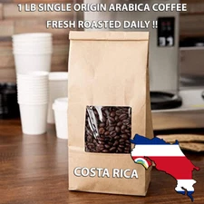 1 LB COSTA RICA COSTA RICAN SAMPLE ROASTED COFFEE WHOLE BEAN, GROUND - ARABICA 