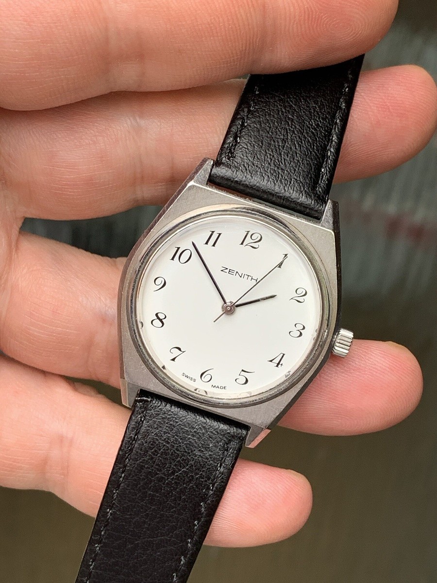 1970s Vintage Zenith Surf Manual Mens Watch Steel 34mm Swiss Made
