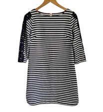 Eliza J Dress Red White Blue Stripe Lace Accent 2 Cotton Blend Stretch Coastal