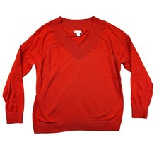 J. Jill Sweater Women's Small Petite Orange Long Sleeve Pullover Ribbed Stretch