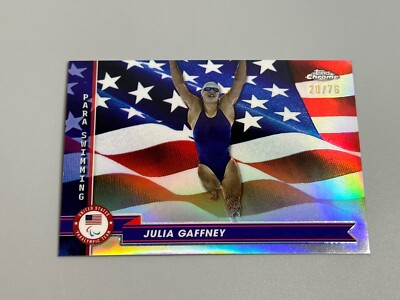 Julia Gaffney 2024 Topps Chrome US Olympic /76 US Flag Refractor #123 Swimming
