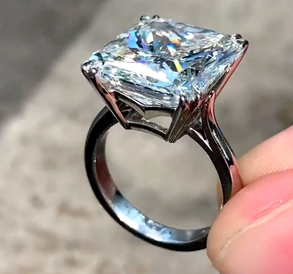 Anillo de compromiso solitario de diamantes grises tratados certificado 17 quilates raro. Plata 925 Foto 4 de 4