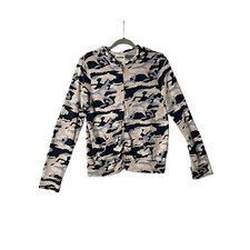 Monrow Women Pink Gray Black Camo Camouflage Hooded Zip Up Jacket Sz Medium