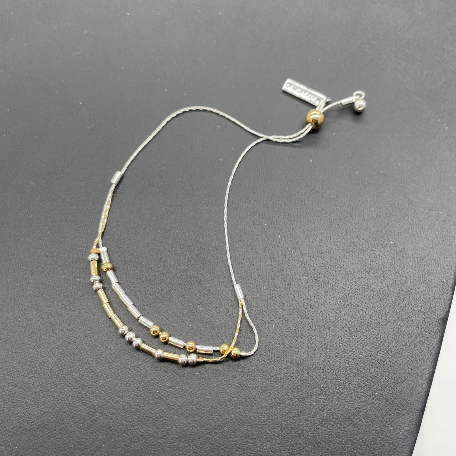 Demdaco Morse Code Bracelet Silver Gold Tone Bead… - image 2