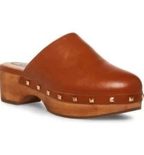 Steven Clash Camel Brown Leather Clogs Size 8
