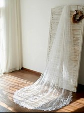 White or ivory 10ft/3M 3D flowers cathedral wedding veil with comb ANY LENGTH