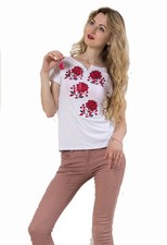 Ukrainian embroidered tee-shirt for lady sorochka vyshyvanka of cotton. XS-XXXXL
