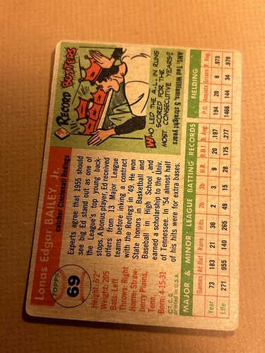 1955 / ED BAILEY #69 ~ TOPPS BASEBALL CARD - CONDITION / EXCELLENT - Picture 12 of 24