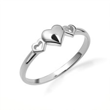 .925 Sterling Silver Triple Heart Love Ring