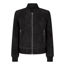 Women Retro Black Goat Suede Leather Bomber Varsity Jacket | Gift For Her |