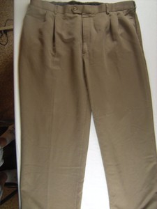 Para Hombres Talla 42 30 Marron Vestido Plisado Pantalones Haggar