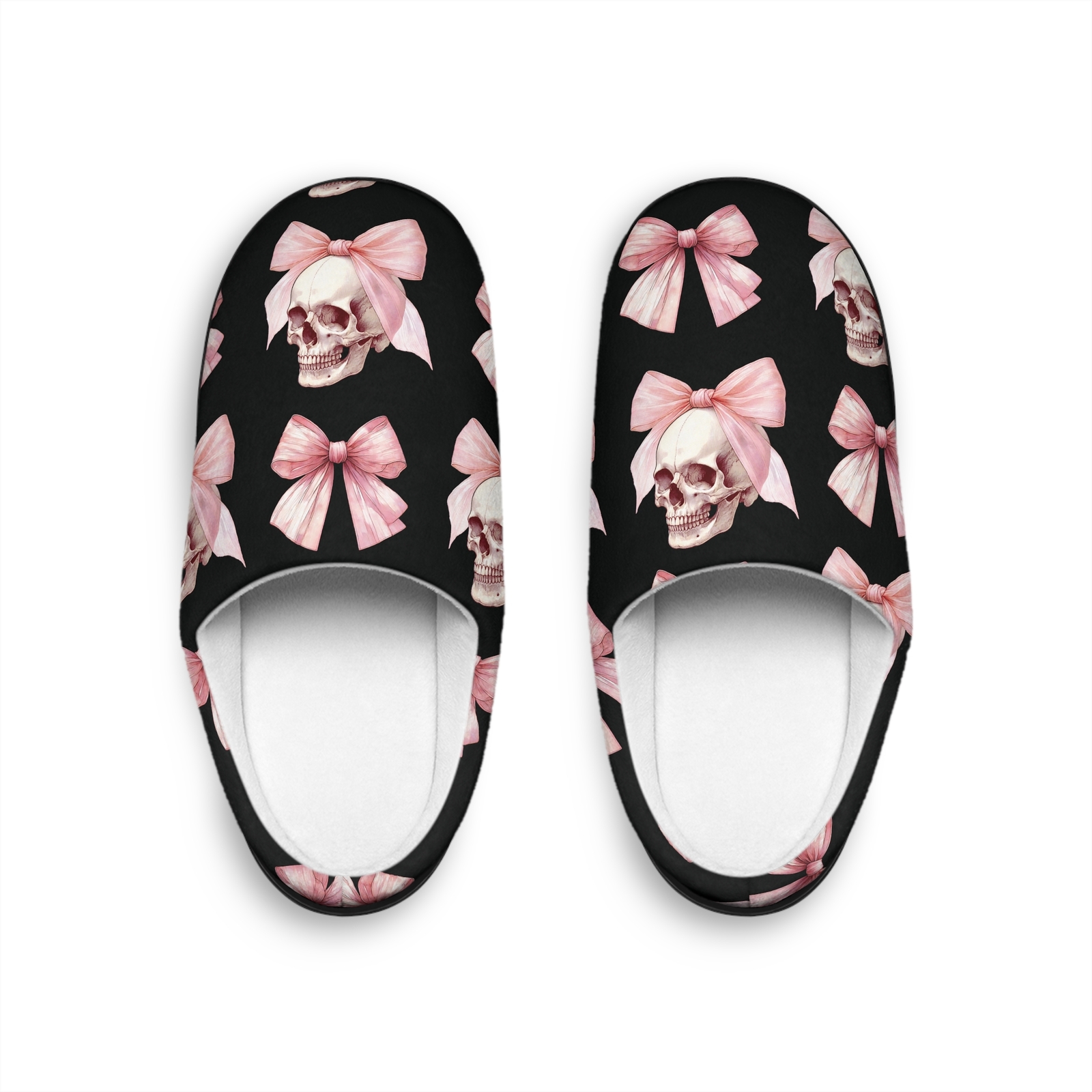 SAOLA Pantofole Halloween donna nere con teschi e fiocchi rosa accoglienti suola antiscivolo