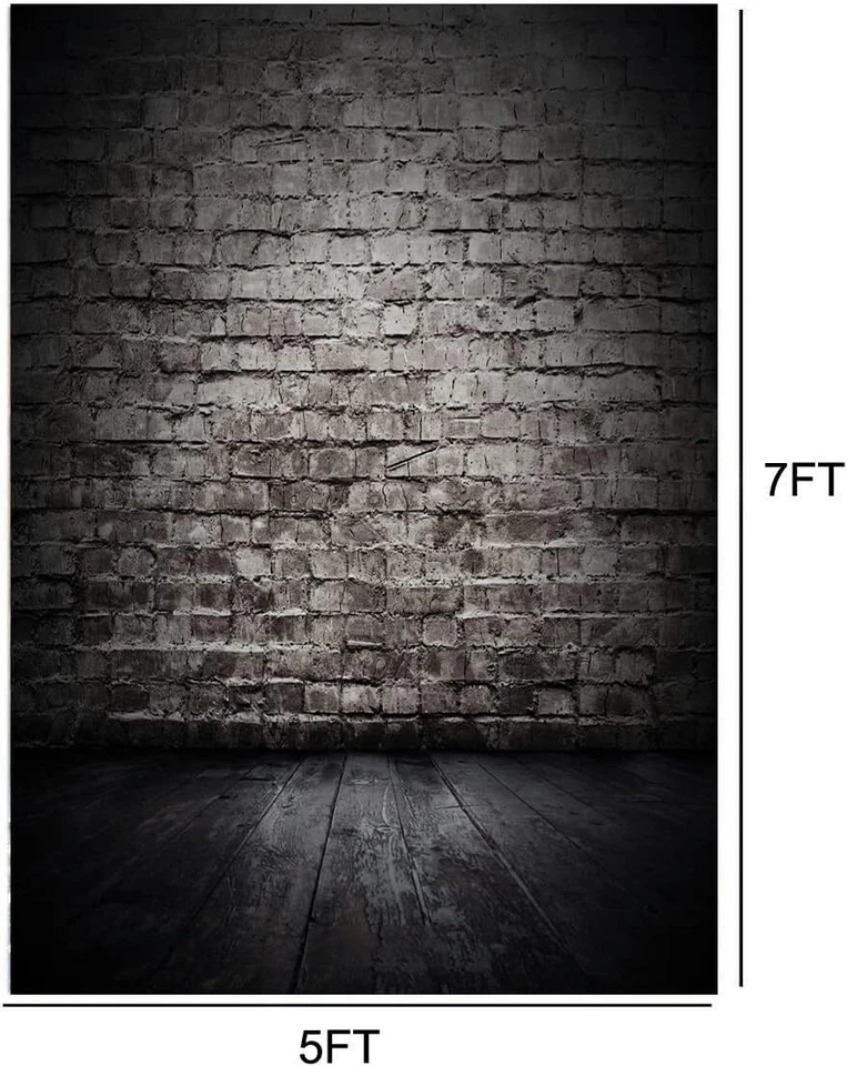 AIIKES 5X7 PIES Ladrillo Negro Telón de Fondo Pared de Ladrillo con Fondo de Fotografía de Madera Foto 2 de 4