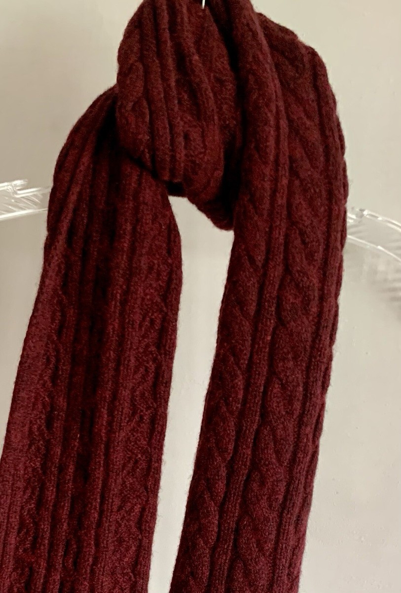 UNISEX WHITE STUFF RED BILBER NAVY BLUE LAMBSWOOL KNIT SCARF 🧣 202X26cm