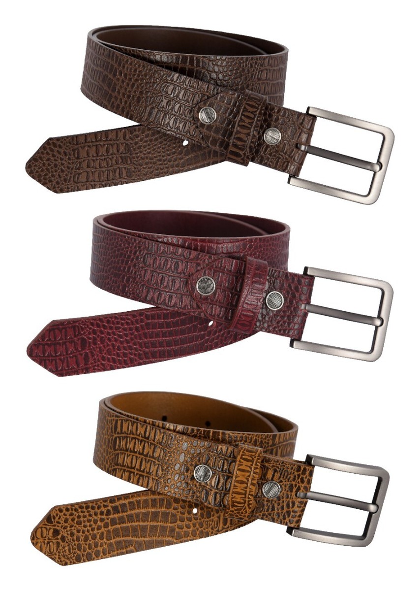 Men's Genuine Real Leather Crocodile print Belt 100% Soft Cowhide