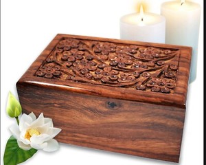 Tree of Life Hand-Carved Rosewood Urn Box - Small