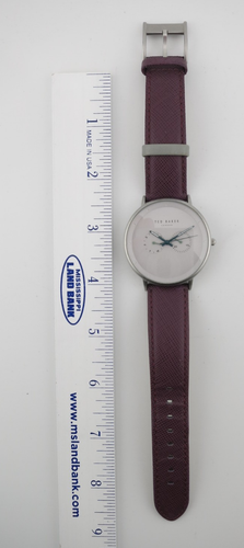 Ted Baker Purple Leather Strap Multi-Dial Men's Watch - TE50657004 - New Battery - Picture 5 of 14