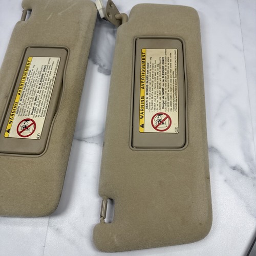 1999-2003 Lexus RX300 Pair Tan Cloth Sun Visors Lighted Set Beige With Hardware - Picture 6 of 24