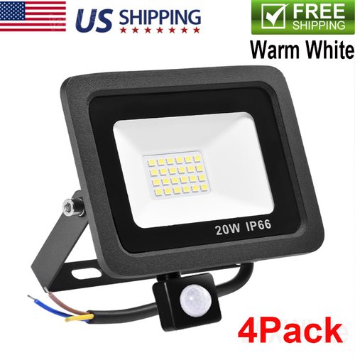 4x LED Solar PIR Motion Sensor White Light Outdoor Security Garden