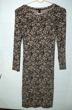 Forever 21 Black/beige Floral Print Long Sleeve Dress, Size small
