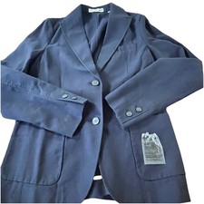 Ines de la Fressange x Uniqlo Womens Size S Navy Linen Blazer Preppy Minimalist