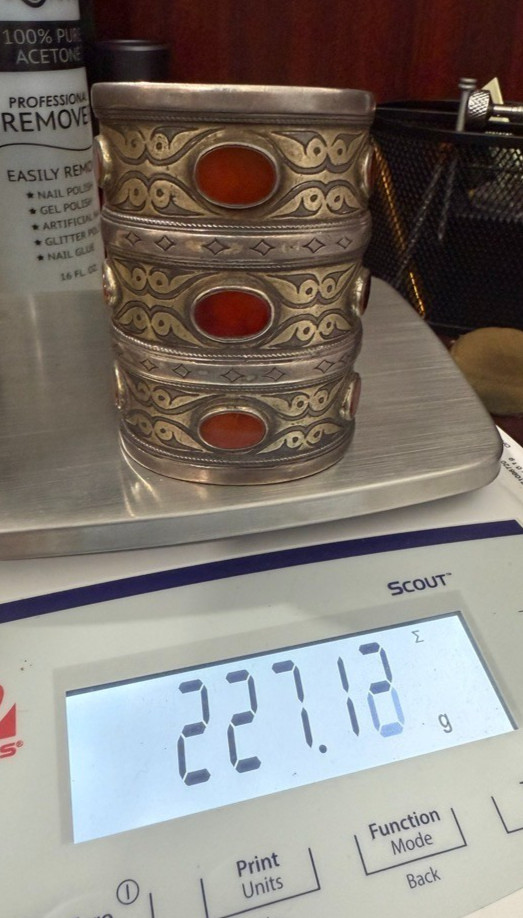 Gorgeous Solid High Grade Silver Bracelet w/ Gold… - image 4