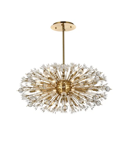 Elegant Lighting Vera 42" Crystal Starburst Oval Pendant In Gold - Picture 1 of 9