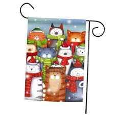 Double Sided Garden Flag Winter Flag Christmas Winter 12x18 Inch Cat Caroling