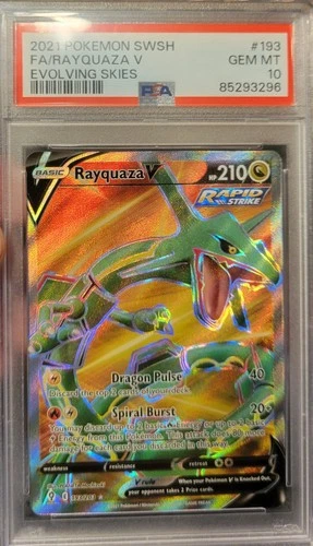 2021 Pokemon SWSH FA Rayquaza V Evolving Skies PSA 10 Gem Mint #193