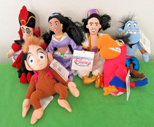 COMPLETE 6 PC DISNEY ALADDIN MINI BEAN BAG SET - DISNEY STORE 1990'S - NWT