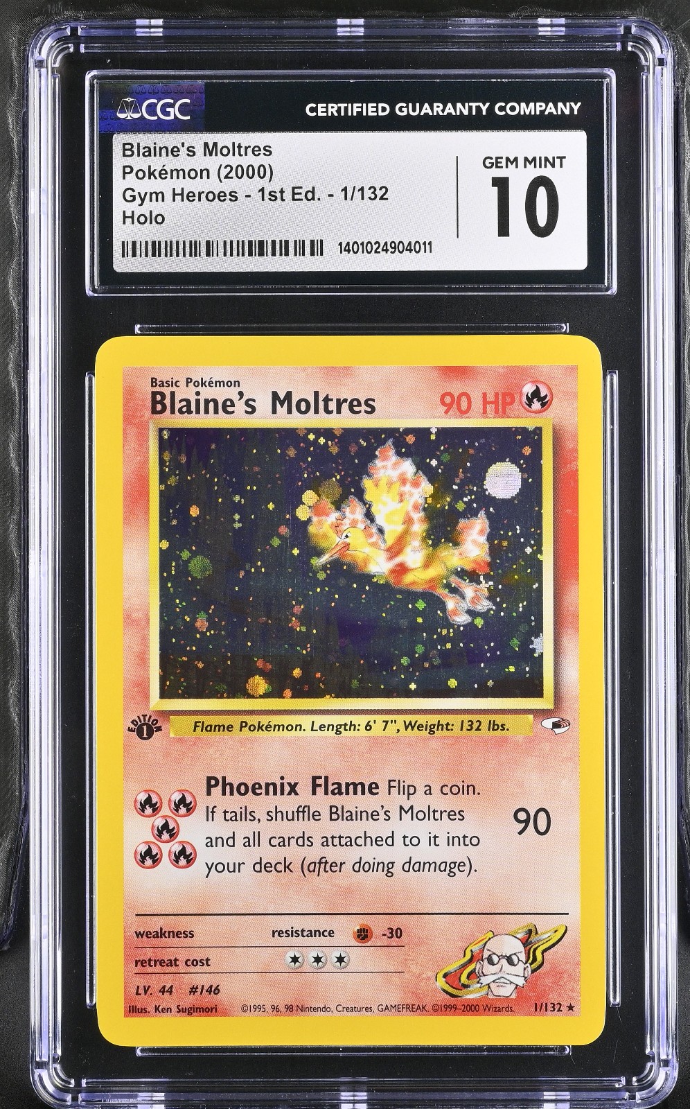 Blaine's Moltres 1/132 1st Edition HOLO RARE Pokemon Card CGC 10 GEM MINT