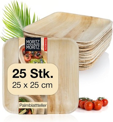Moritz & Moritz Palmblatt Teller eckig 25 x 25 cm - 25 Nachhaltige