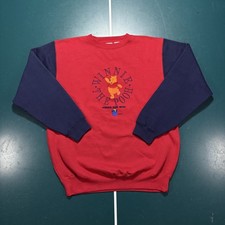 Vtg 90s Winnie The Pooh Crewneck Sweatshirt Size XL Colorblock Hundred Acre Wood
