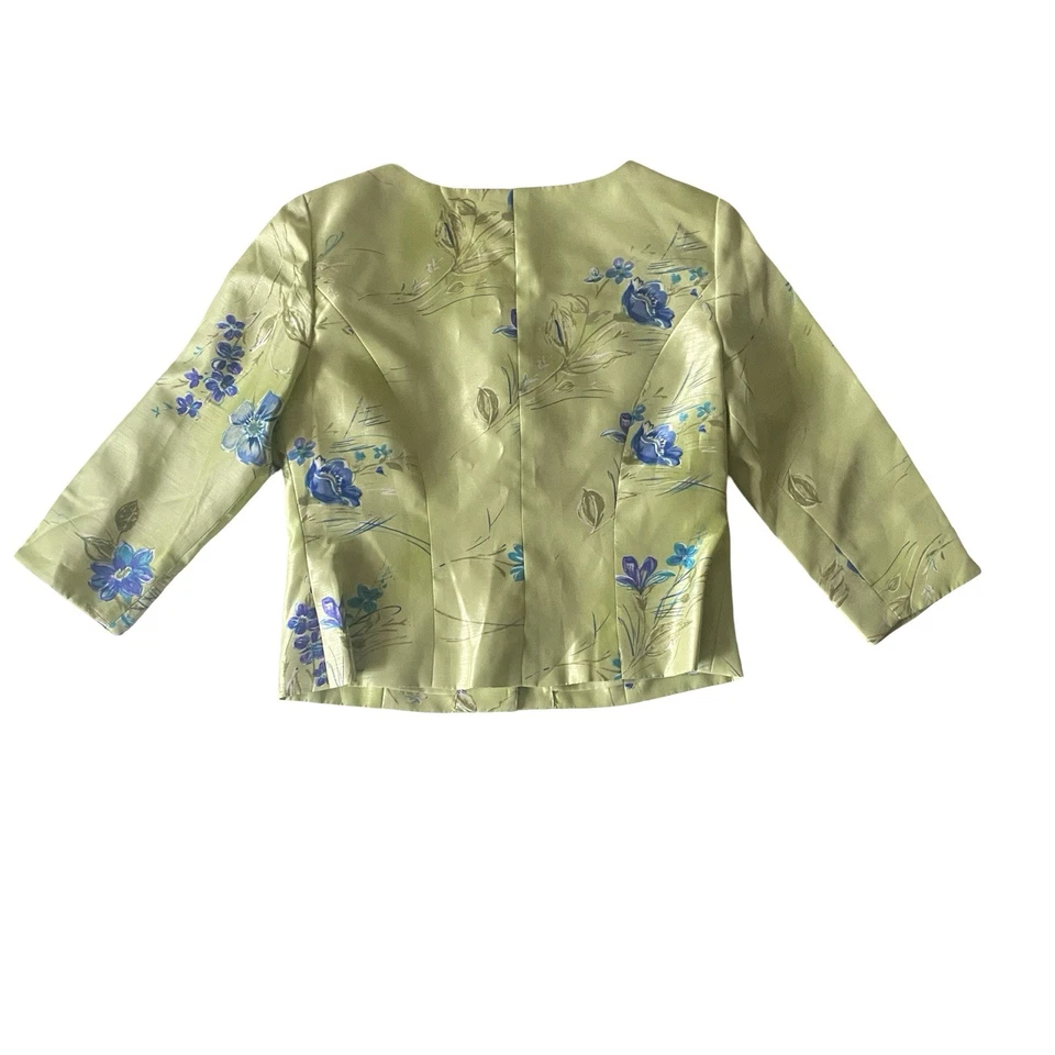 Jessica Howard Petite Conjunto Floral 2 Piezas Talla 10P Verde Azul Falda Blazer Traje Foto 2 de 4