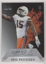 2021 MATTE Red Hot Rookies White - Orange Flames 5/50 Greg Rousseau Auto a6l