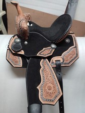 Barrel Racing Horse Saddle Trail Tooled Carved Leather Equestrian Western 12".