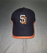 VTG 90s MLB San Diego Padres Twins Enterprise Navy Blue Orange Adjustable Hat