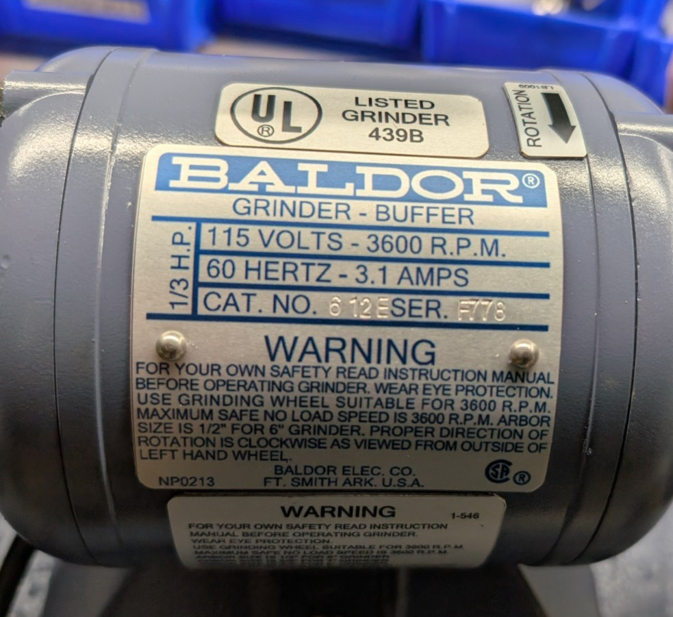 Replacement Bench Grinder Label Set Blue 6&rdquo; | Baldor | Sub