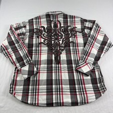 Panhandle Slim Shirt Mens XL Plaid Pearl Snap Embroidered Western Rodeo