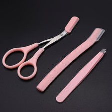 New Premium 3pcs Eyebrow Trimming Tools Stainless Steel Eyebrow Tweezer Scissors