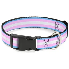Plastic Clip Collar Flag Transgender Baby Blue/Baby Pink/White Large 15-24"