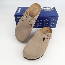 Birkenstock Boston Taupe Suede Leather Casual Shoes Women Narrow/Men Wide 37-45