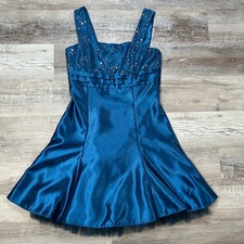 Vintage Gunne Sax Jessica McClintock Blue Satin Tulle Party 80s Dress Size S/M