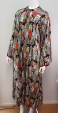 Natori Dynasty Zip Caftan Lounge Dress Robe Medium Asian Print Long Gown